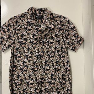 Floral PacSun Short Sleeve Button Up Shirt - Small